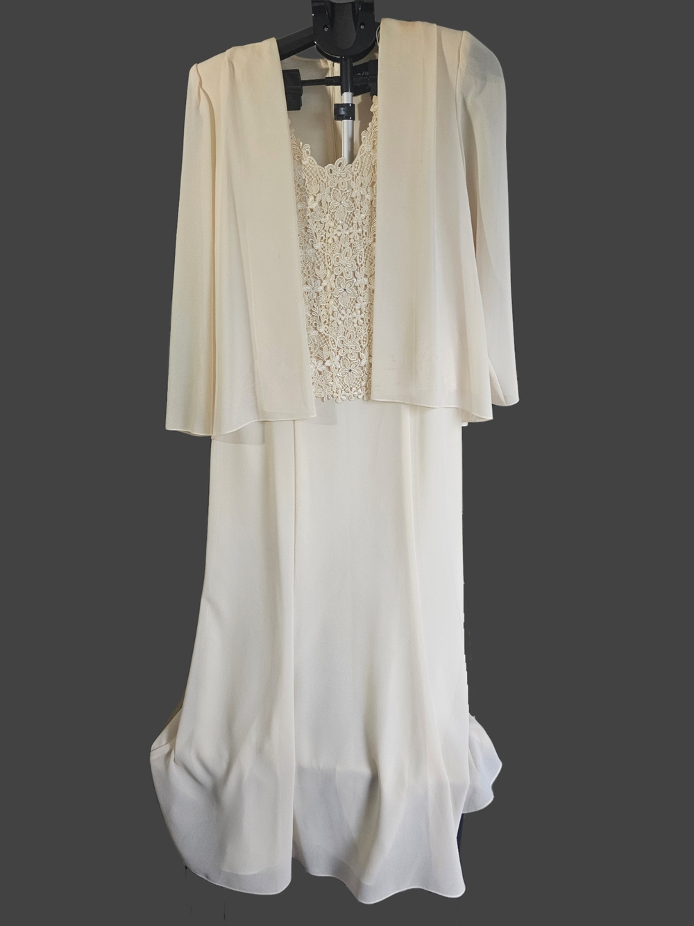 Ursula of Switzerland Cream Lace Maxi Dress with Jacket